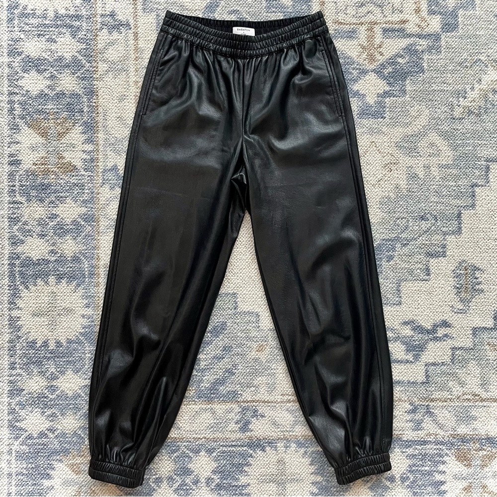 Babaton faux leather joggers size small like-new